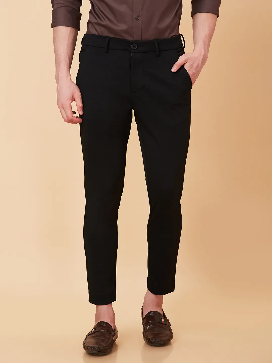 Black Cropped fit Men's Chinos by Being Human Clothing