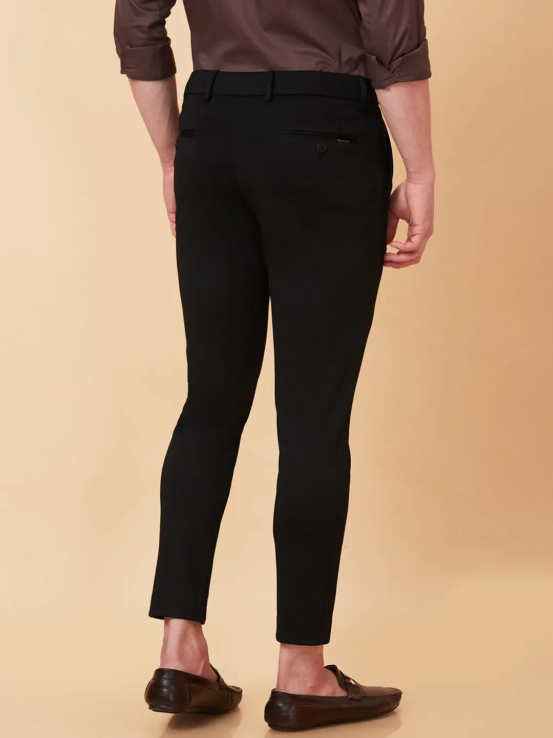 Black Cropped fit Men's Chinos by Being Human Clothing - Image 3