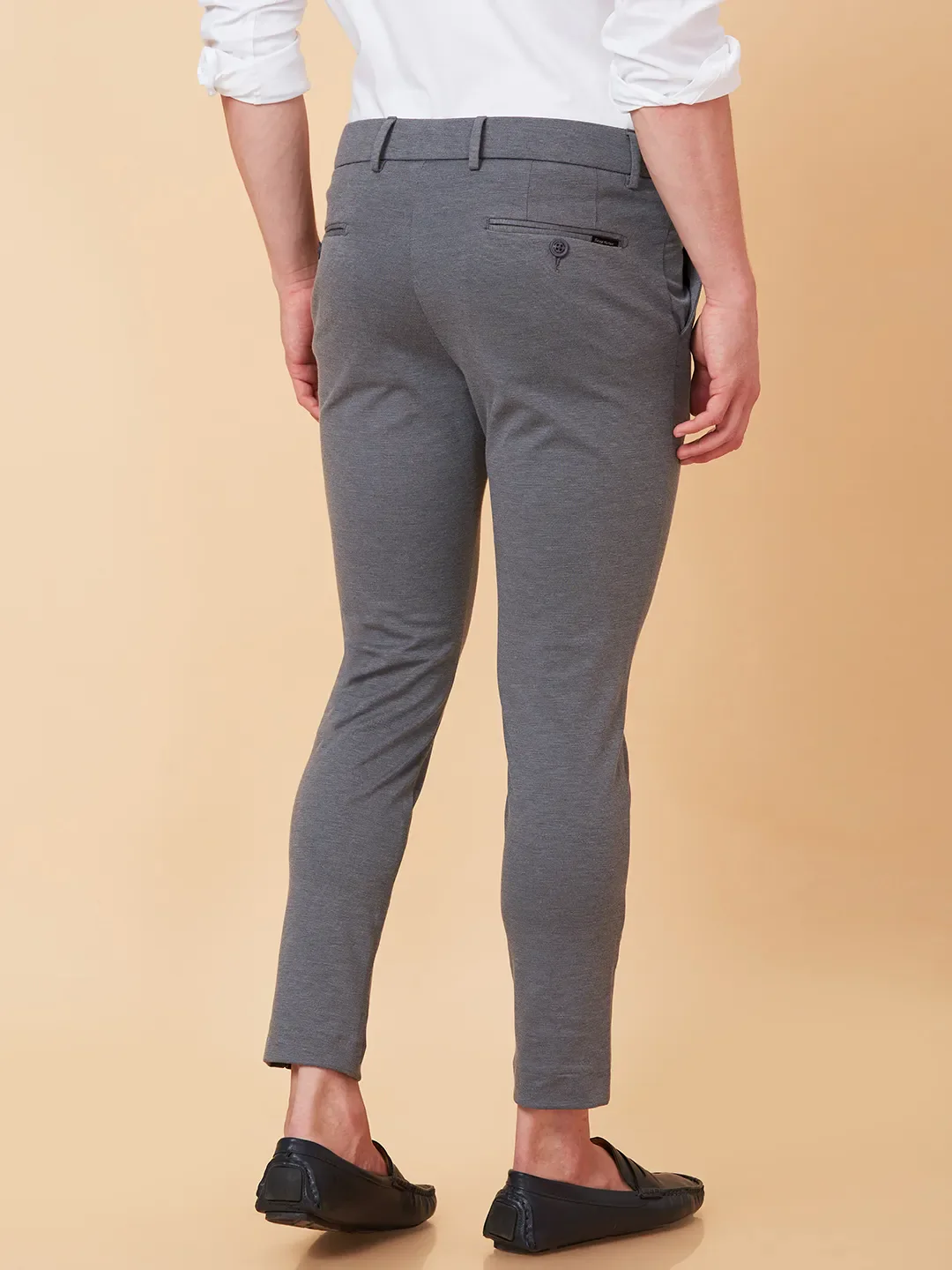 Grey Cropped Fit Chinos For Men By Being Human Clothing - Image 3
