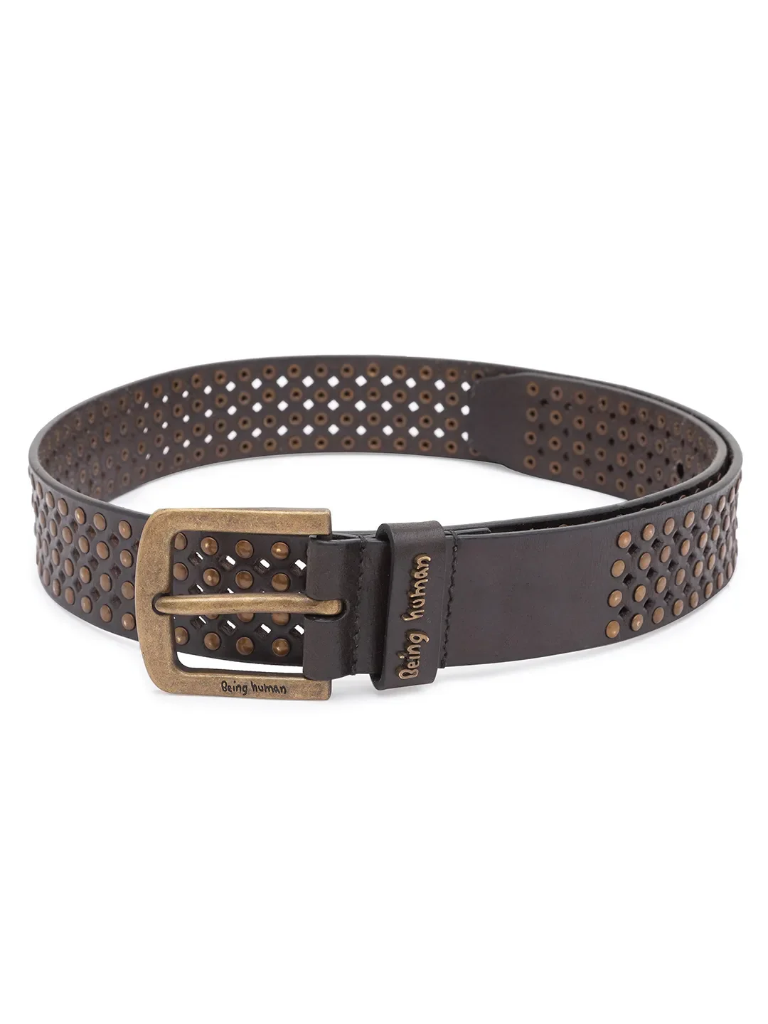 Dark Brown Leather Men's Belt By Being Human Clothing