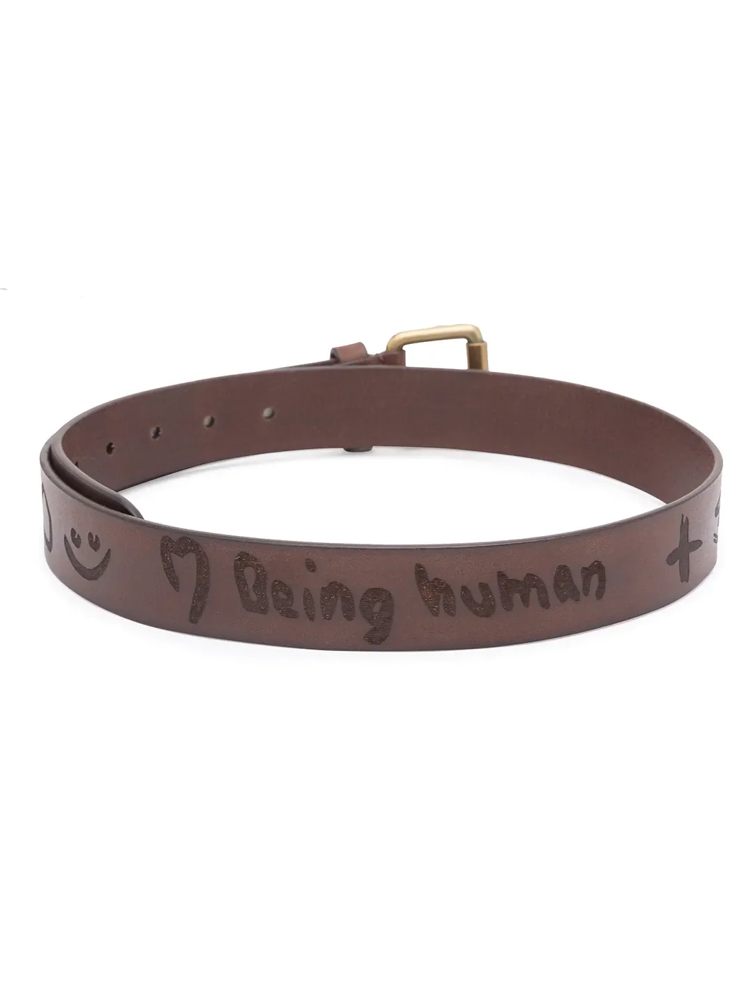 Dark Tan Leather Men's Belt By Being Human Clothing - Image 2