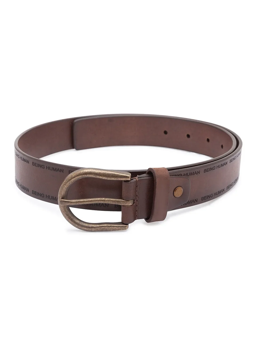 Dark Tan Leather Men's Belt By Being Human Clothing