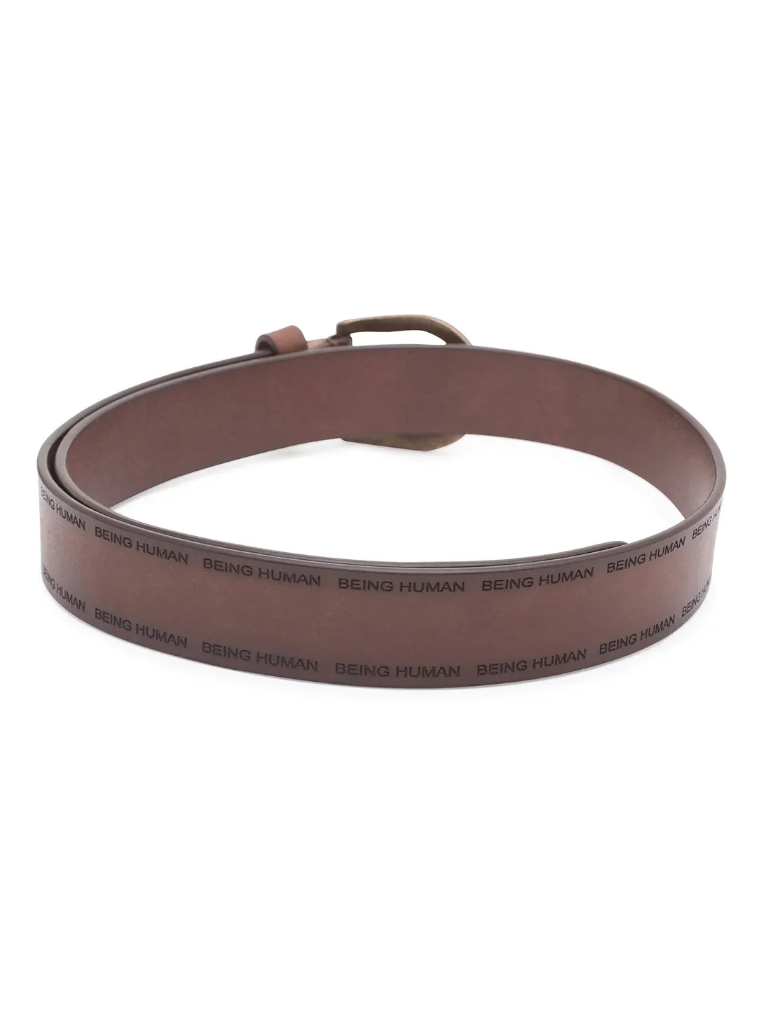 Dark Tan Leather Men's Belt By Being Human Clothing - Image 2