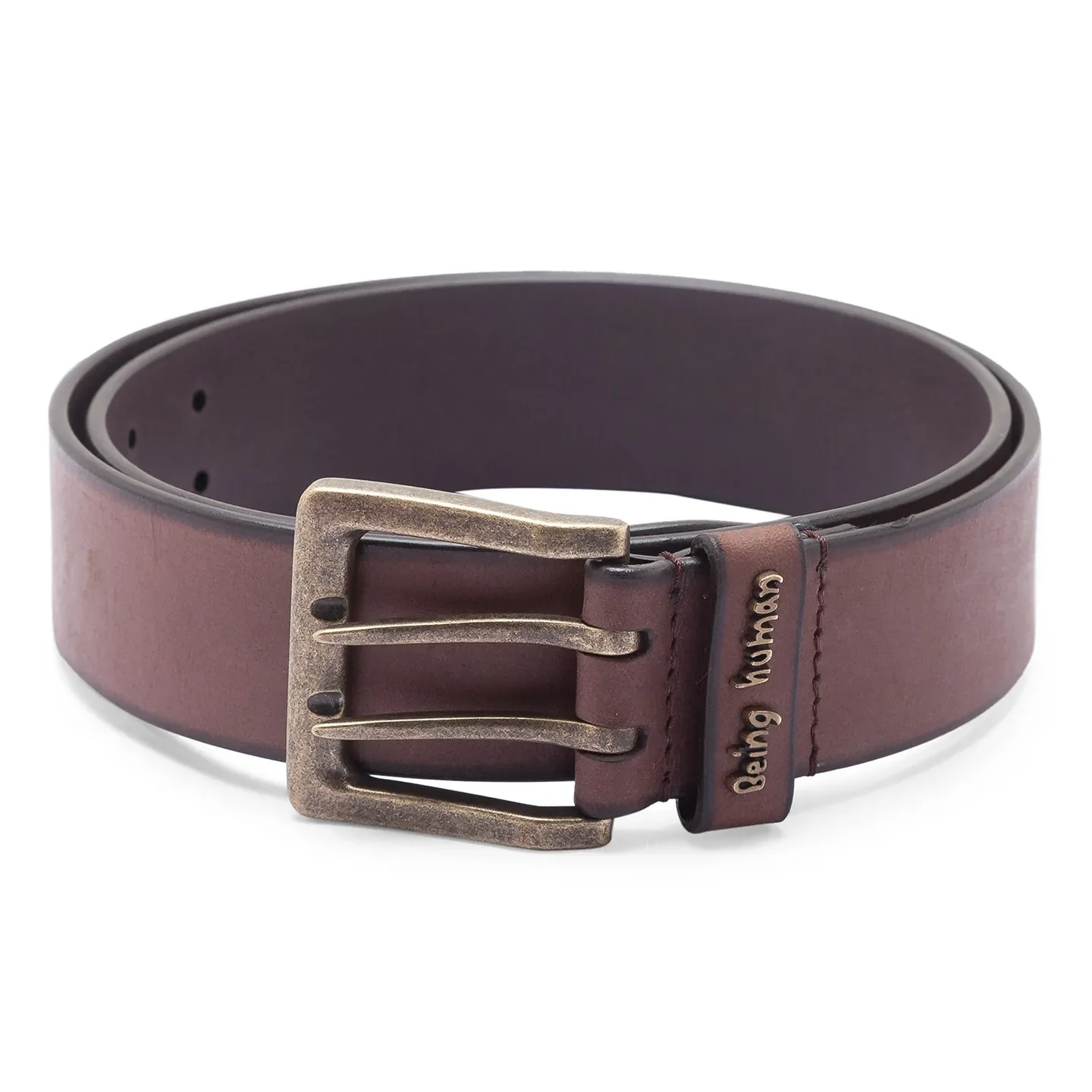 Dark Tan Leather Men's Belt By Being Human Clothing