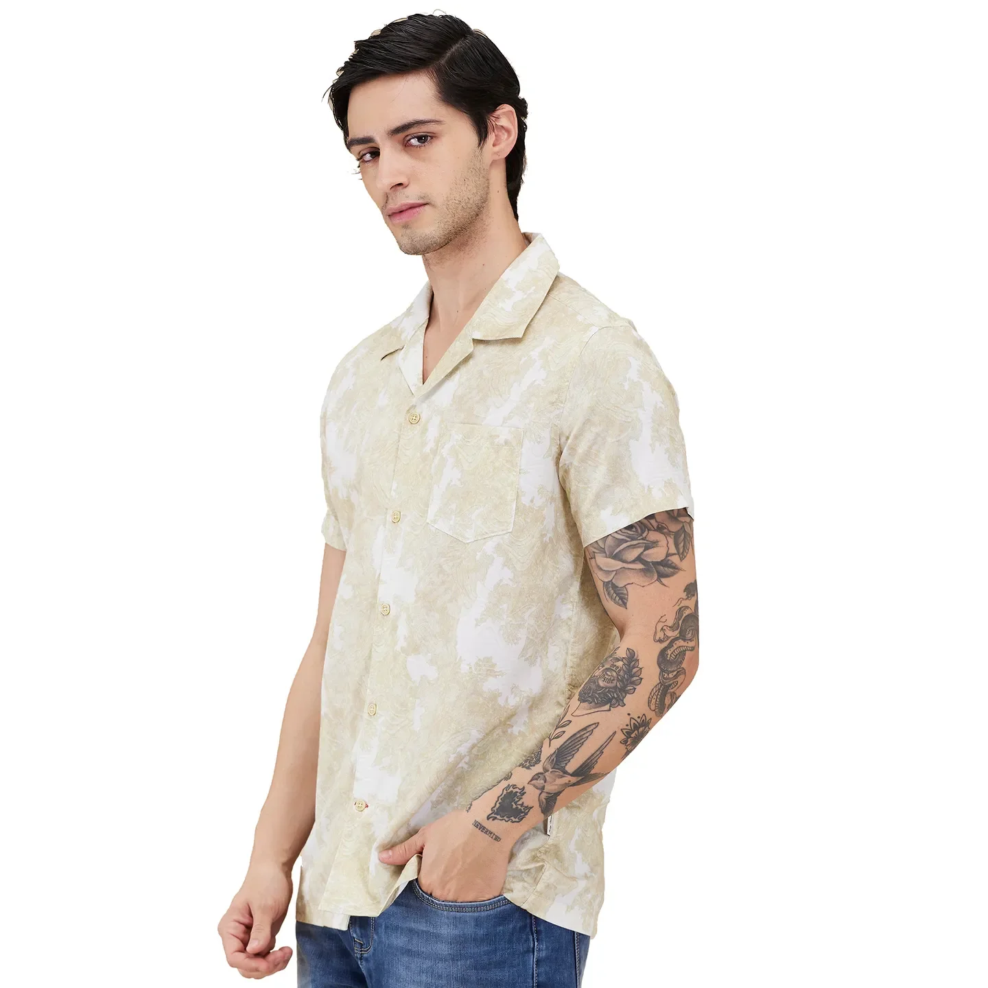Green Regular Fit Regular Collar Men's Shirt by Being Human Clothing - Image 4