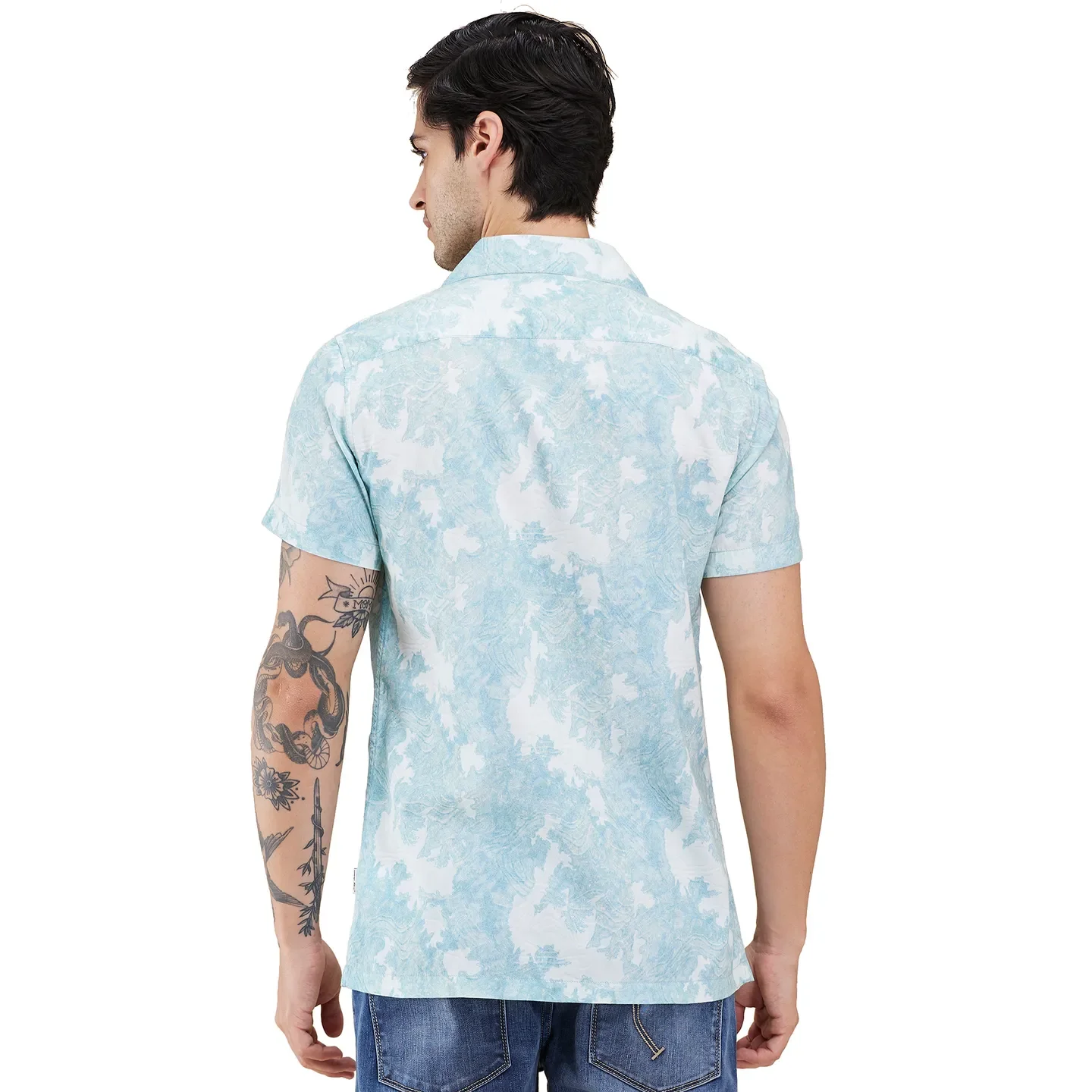 Sea Green Regular Fit Regular Collar Men's Shirt by Being Human Clothing - Image 3