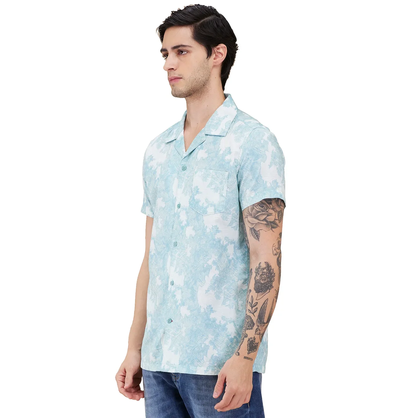 Sea Green Regular Fit Regular Collar Men's Shirt by Being Human Clothing - Image 4