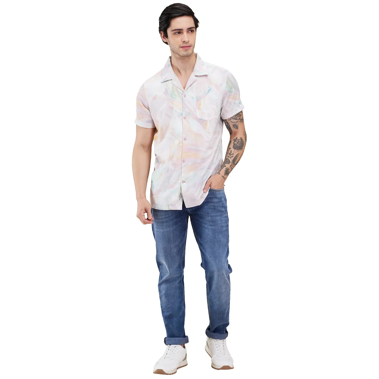 Light Green Regular Fit Regular Collar Men's Shirt by Being Human Clothing - Image 2