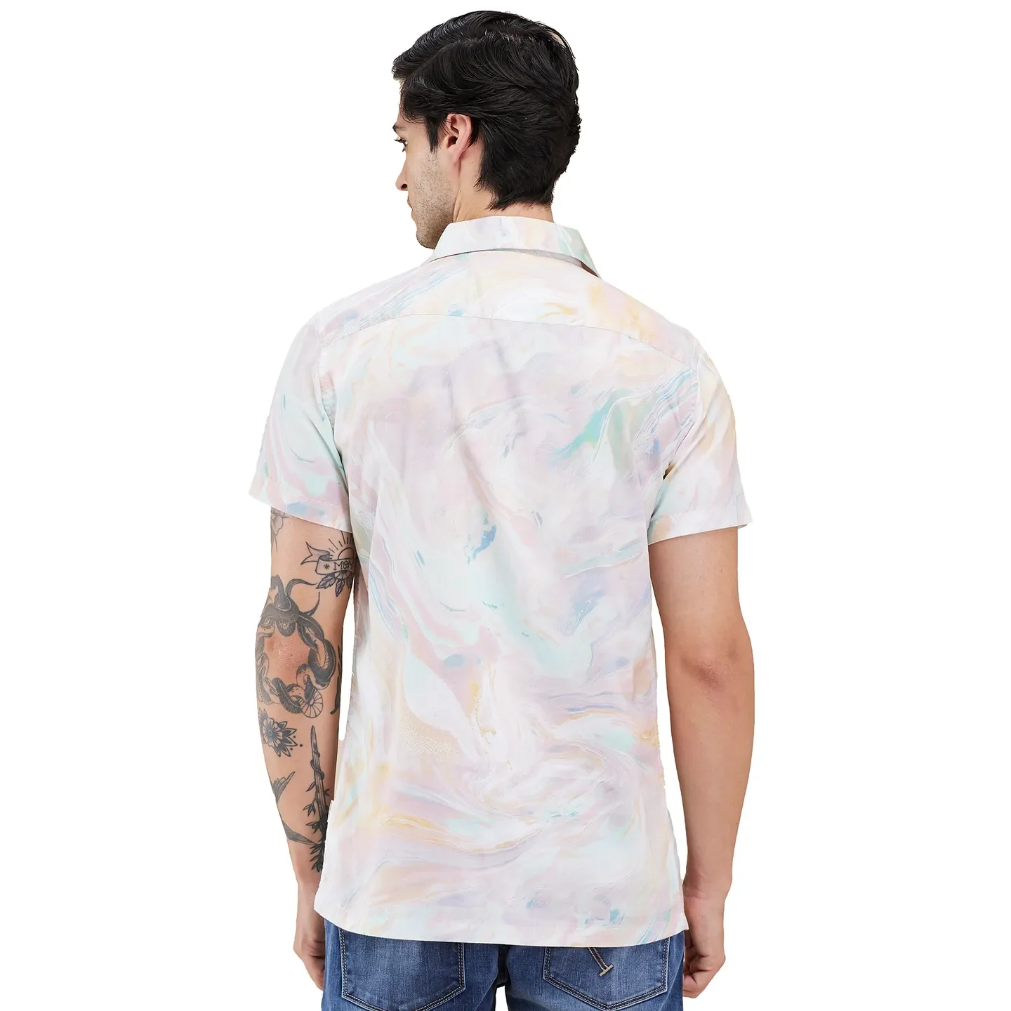 Light Green Regular Fit Regular Collar Men's Shirt by Being Human Clothing - Image 3