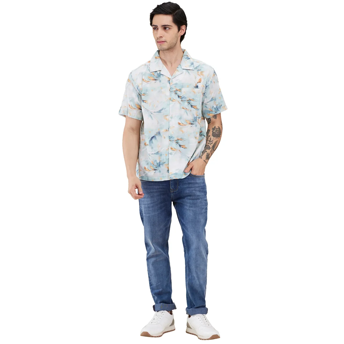 Sea Green Easy Fit Regular Collar Men's Shirt by Being Human Clothing - Image 2