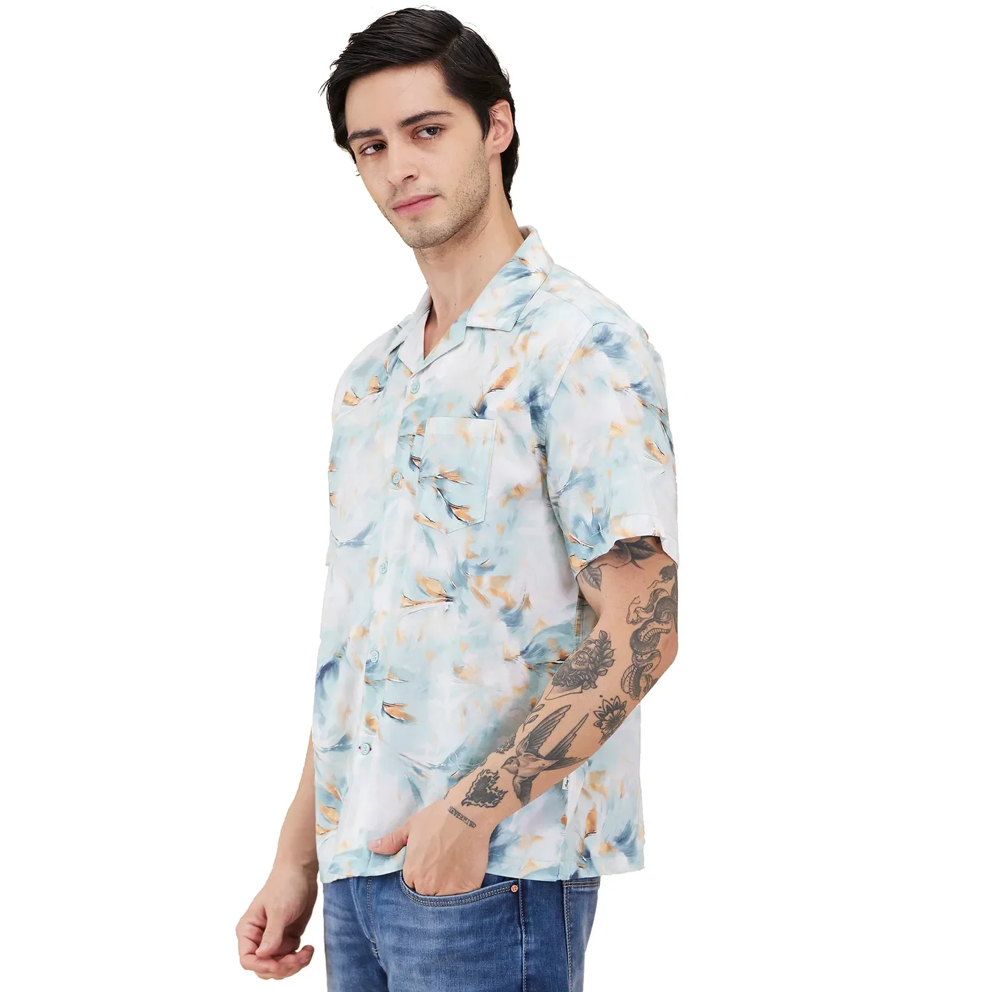 Sea Green Easy Fit Regular Collar Men's Shirt by Being Human Clothing - Image 4