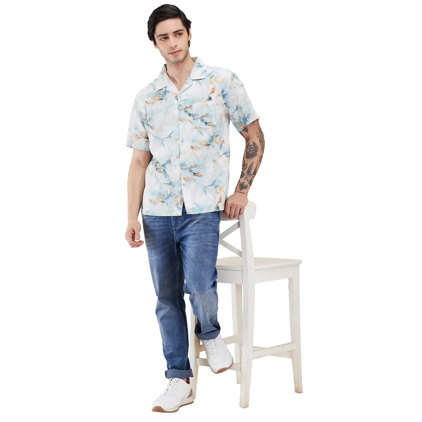 Sea Green Easy Fit Regular Collar Men's Shirt by Being Human Clothing - Image 6