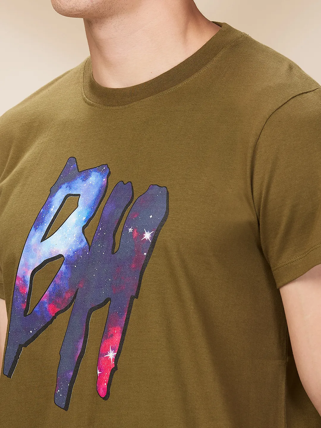 Dark Olive Easy Fit Round Neck Men's T-Shirt by Being Human Clothing - Image 5