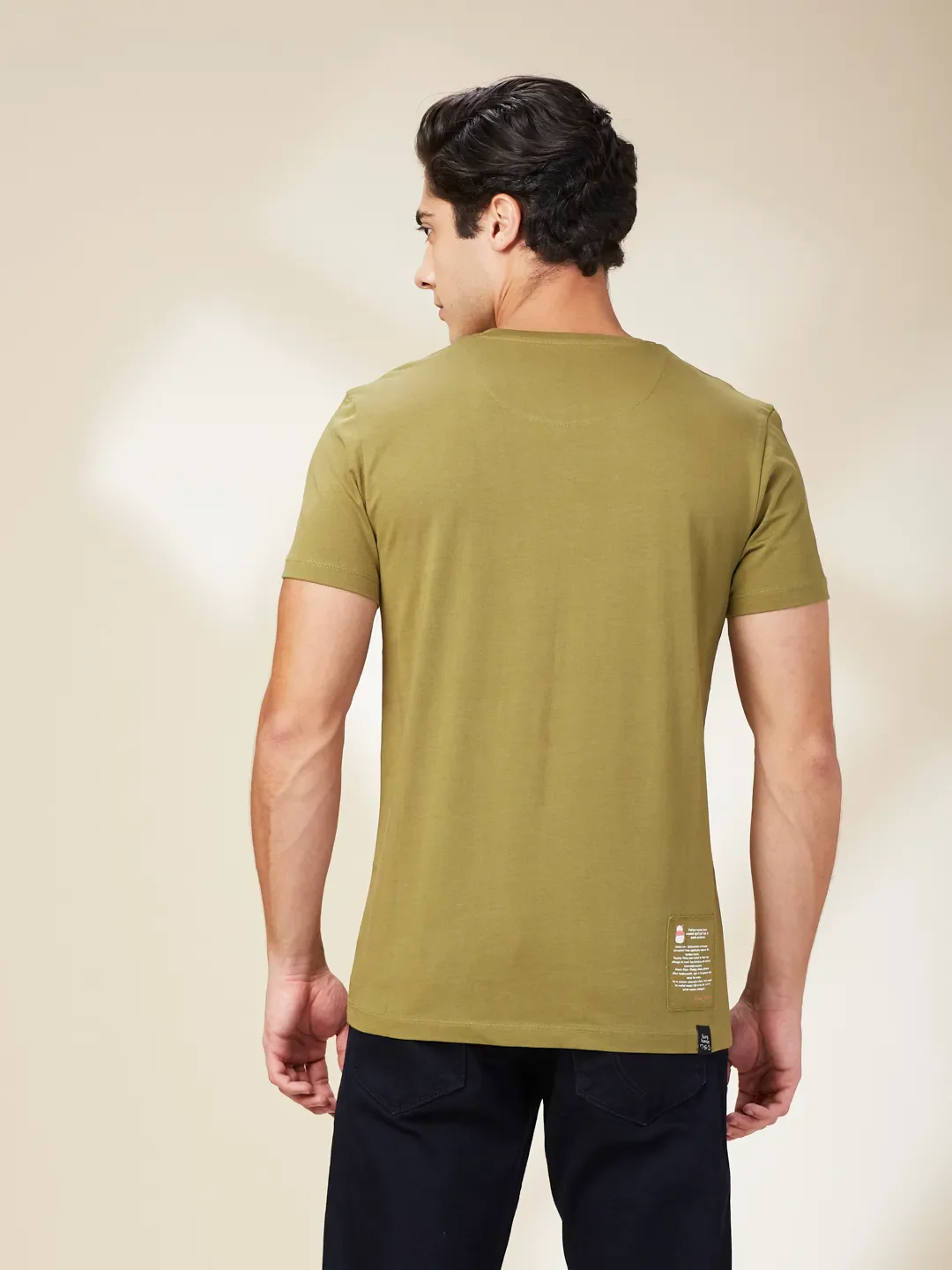 Green Slim Fit Men's Short Sleeves T-Shirt by Being Human Clothing - Image 3