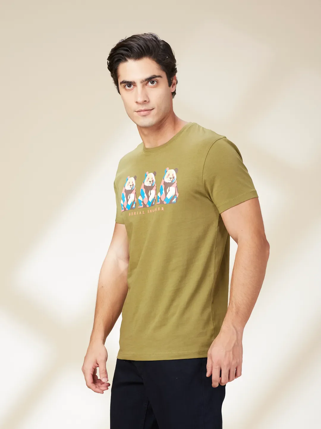 Green Slim Fit Men's Short Sleeves T-Shirt by Being Human Clothing - Image 4
