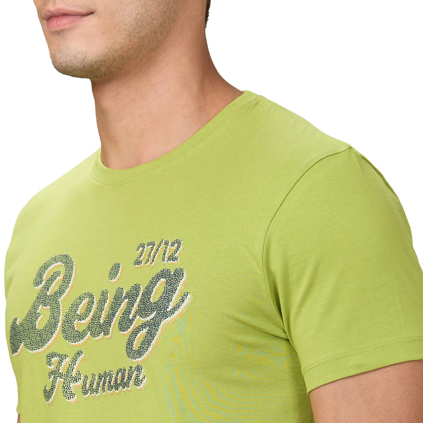 Green Slim Fit Men's Short Sleeves T-Shirt by Being Human Clothing - Image 5
