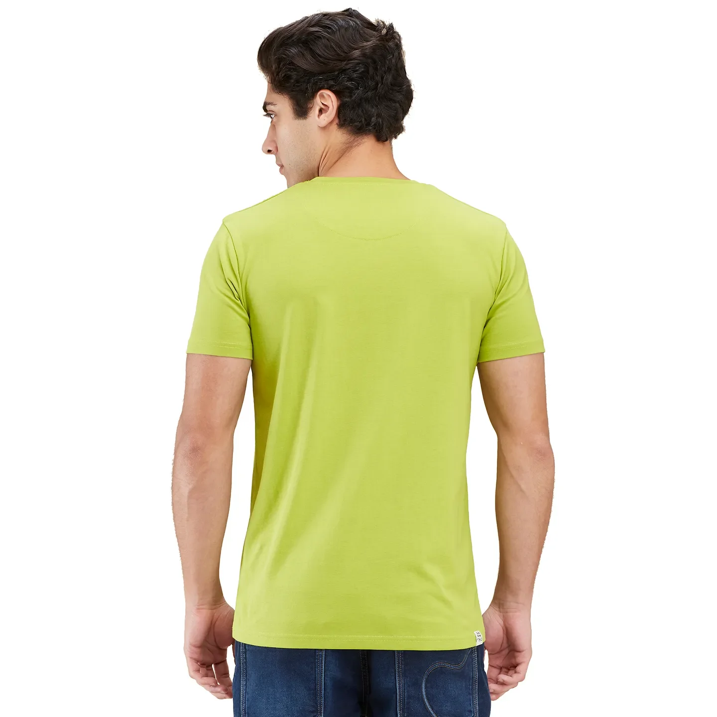Pop Green Slim Fit Round Neck Men's T-Shirt by Being Human Clothing - Image 3