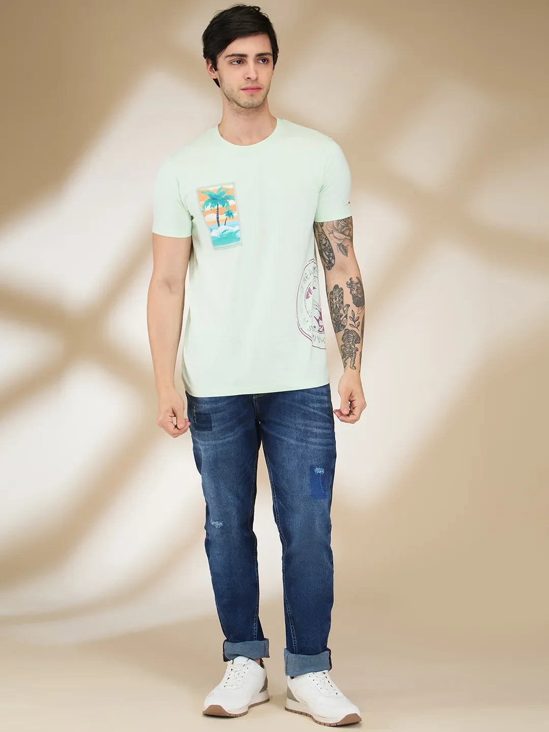Mint Slim Fit Round Neck Men's T-Shirt by Being Human Clothing - Image 2