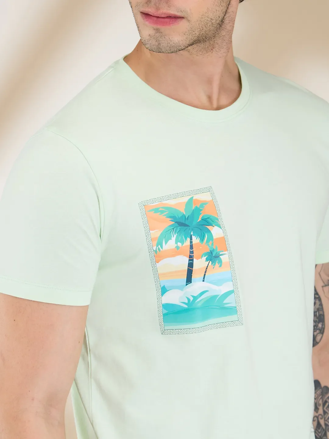 Mint Slim Fit Round Neck Men's T-Shirt by Being Human Clothing - Image 5