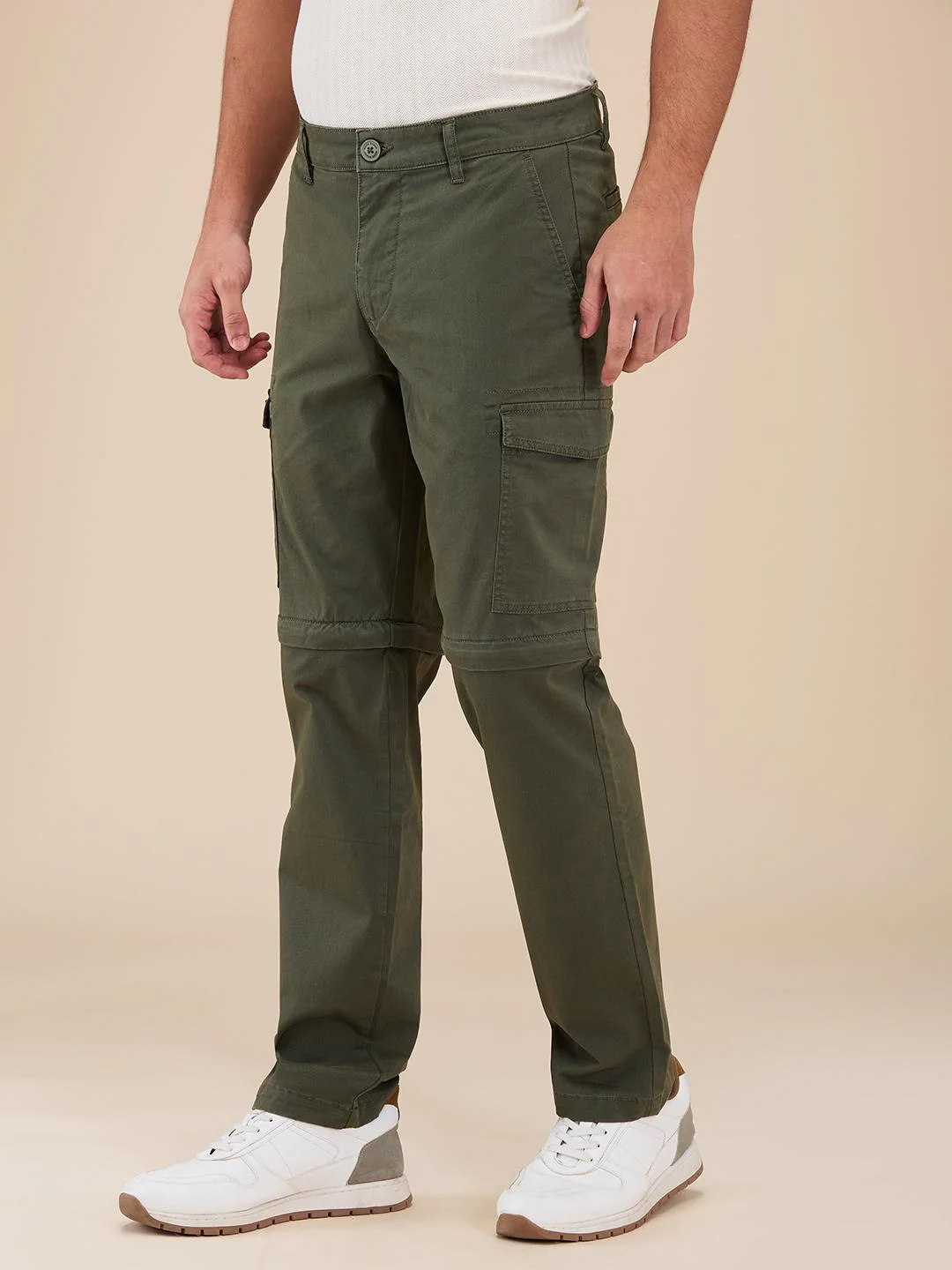Military Green Easy Fit Cargo For Men By Being Human Clothing - Image 2