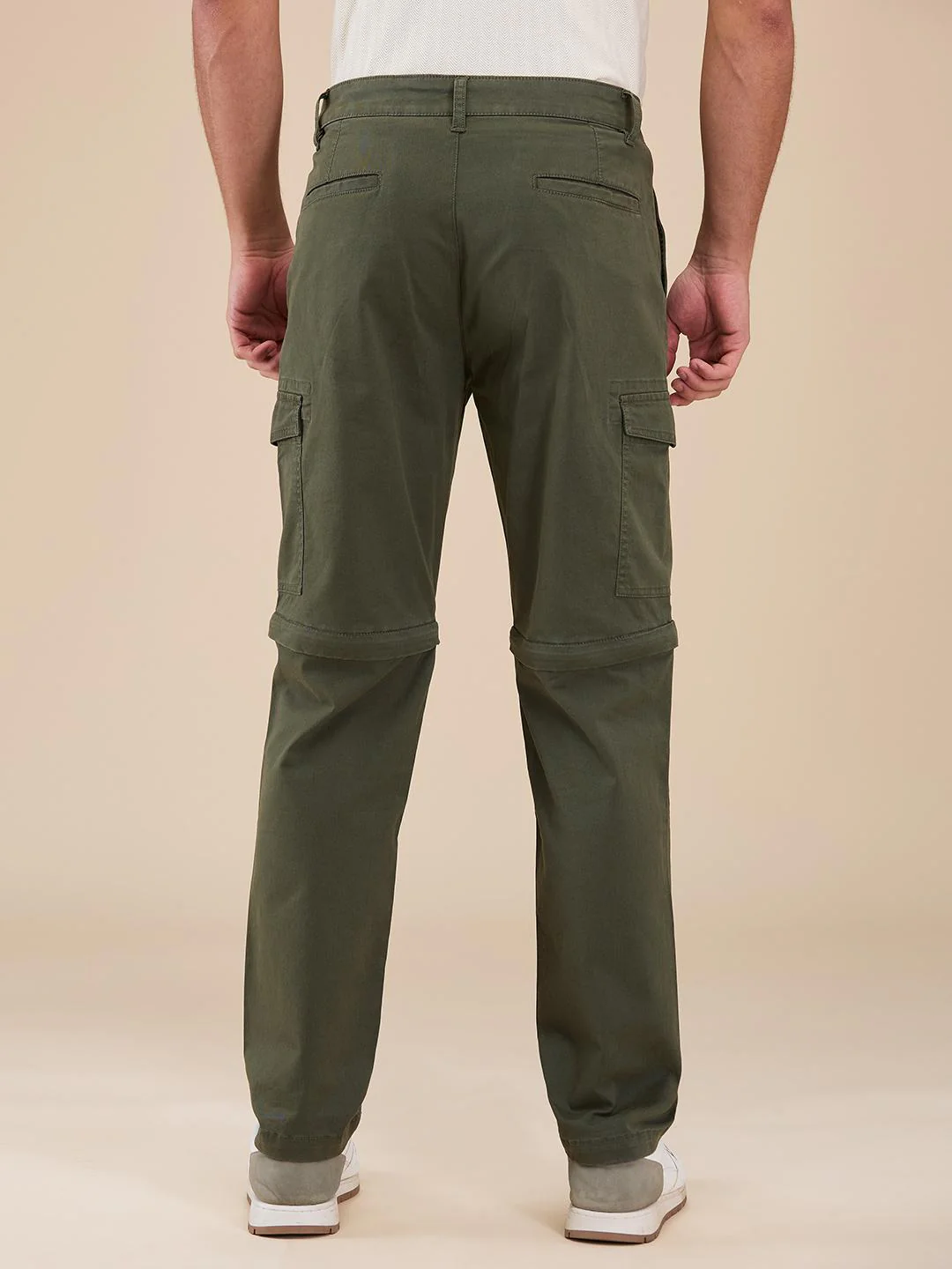 Military Green Easy Fit Cargo For Men By Being Human Clothing - Image 3