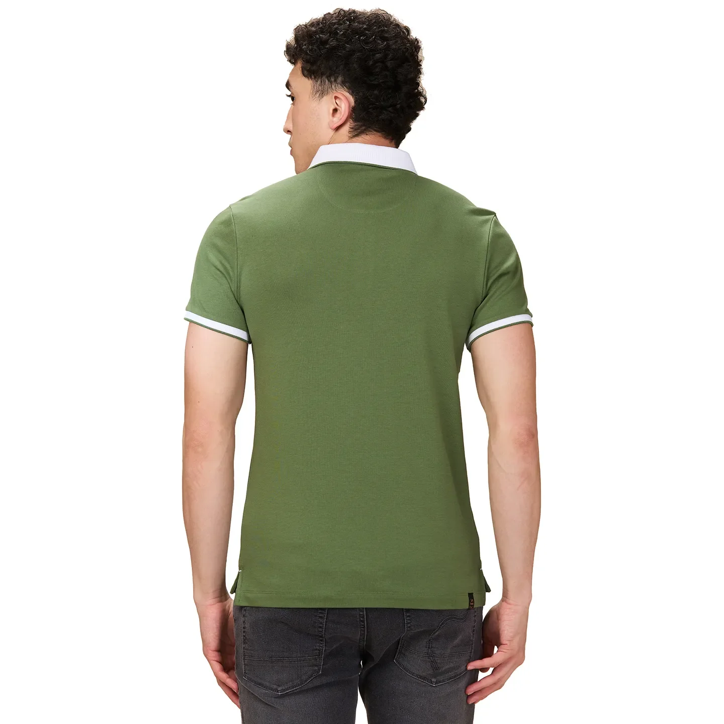 Olive Regular Fit Men's Polo T-shirt by Being Human Clothing - Image 3
