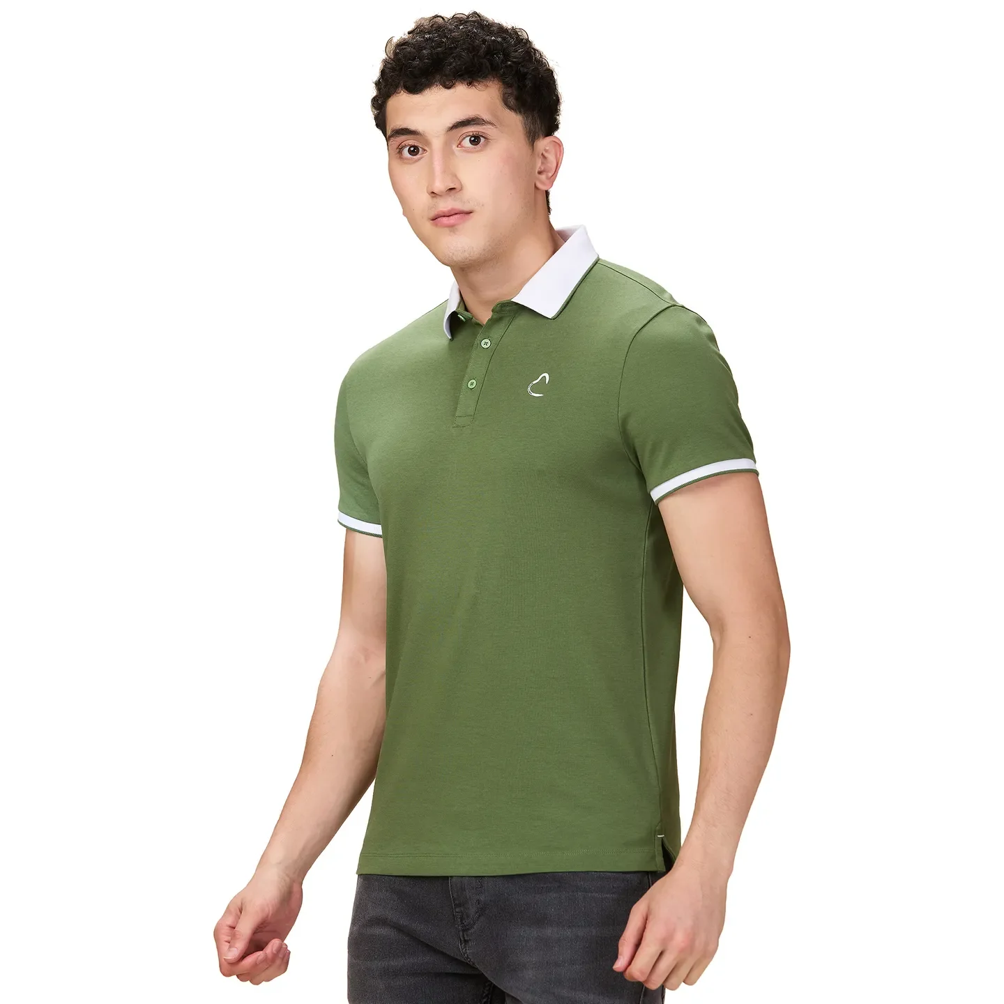 Olive Regular Fit Men's Polo T-shirt by Being Human Clothing - Image 4