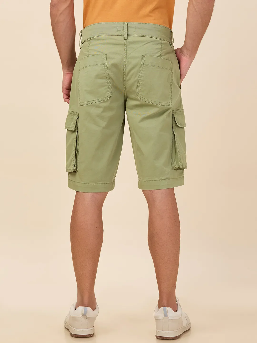 Green Regular Fit Shorts For Men By Being Human Clothing - Image 3