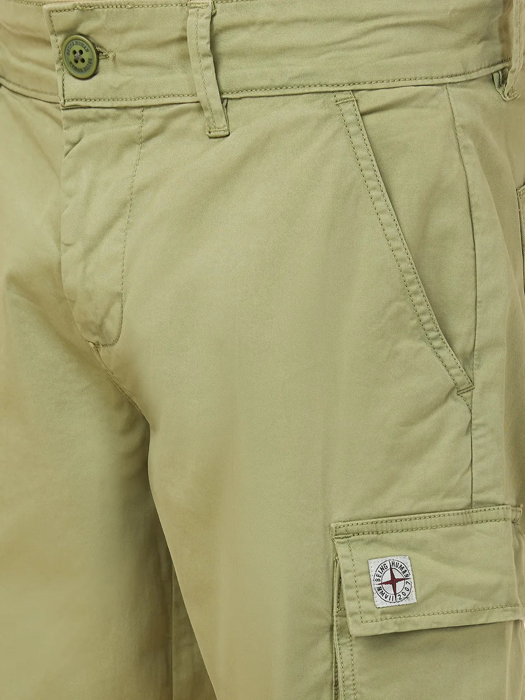 Green Regular Fit Shorts For Men By Being Human Clothing - Image 5