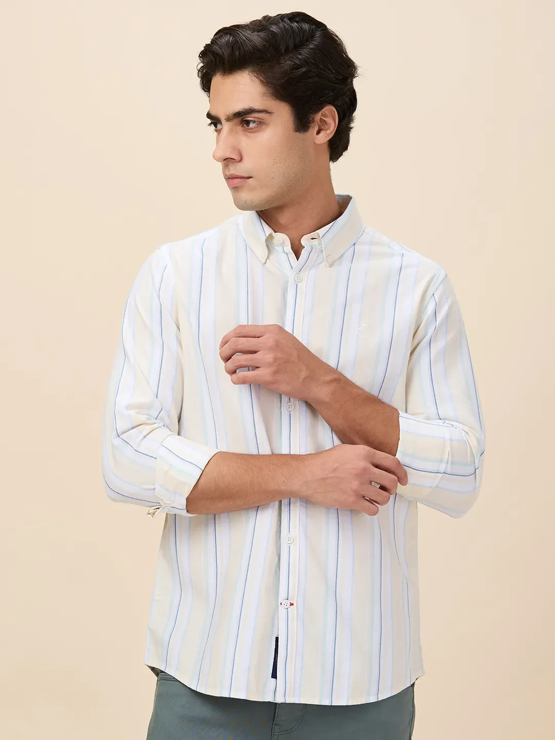 Teal Slim Fit Regular Collar Men's Shirt by Being Human Clothing - Image 4