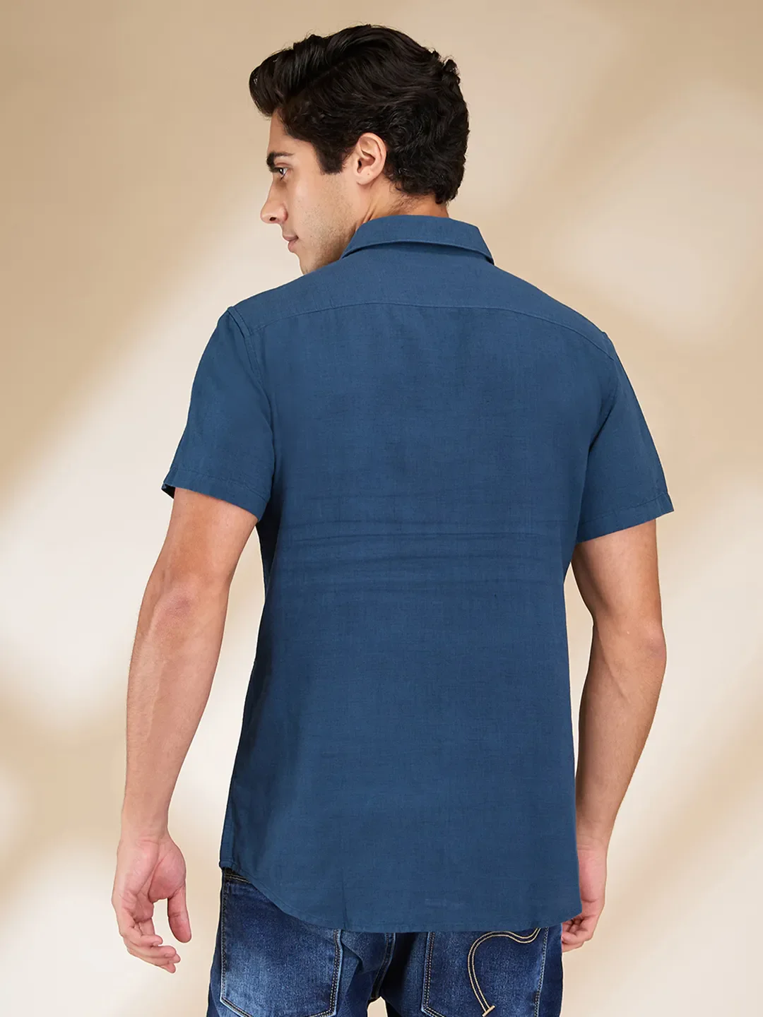 Teal Slim Fit Regular Collar Men's Shirt by Being Human Clothing - Image 3