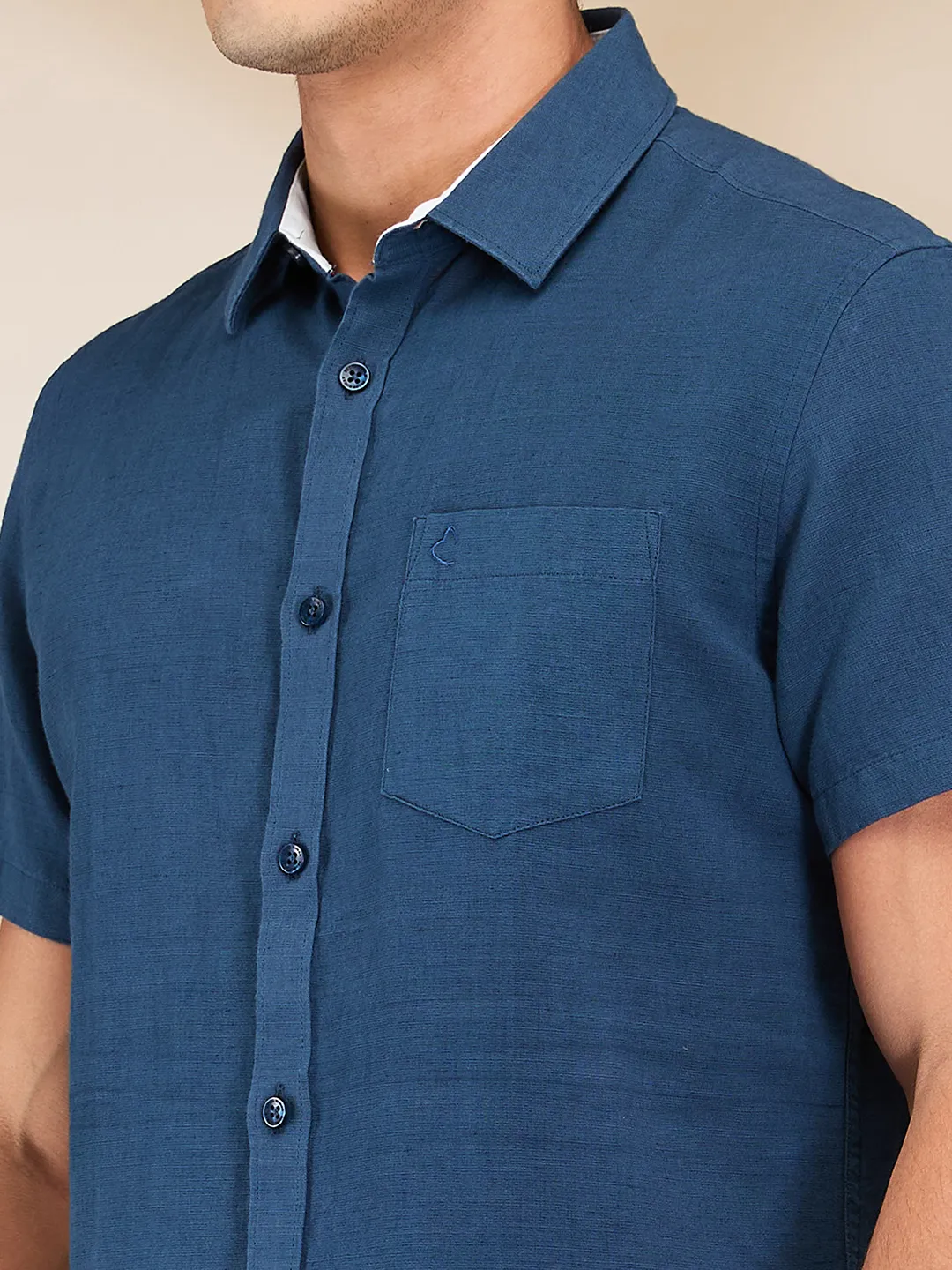Teal Slim Fit Regular Collar Men's Shirt by Being Human Clothing - Image 5