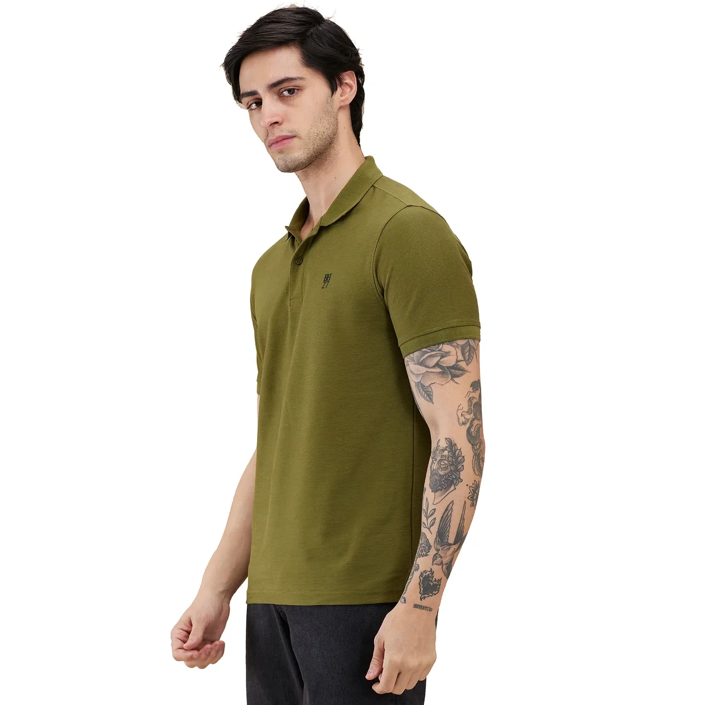 Green Regular Fit Men's Polo T-Shirt by Being Human Clothing - Image 4