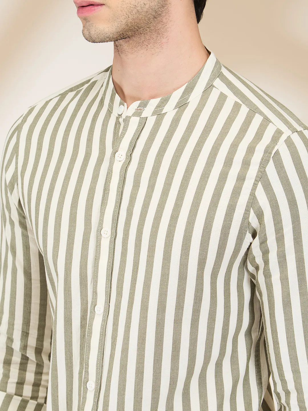 Olive Regular Fit Regular Collar Men's Shirt by Being Human Clothing - Image 5