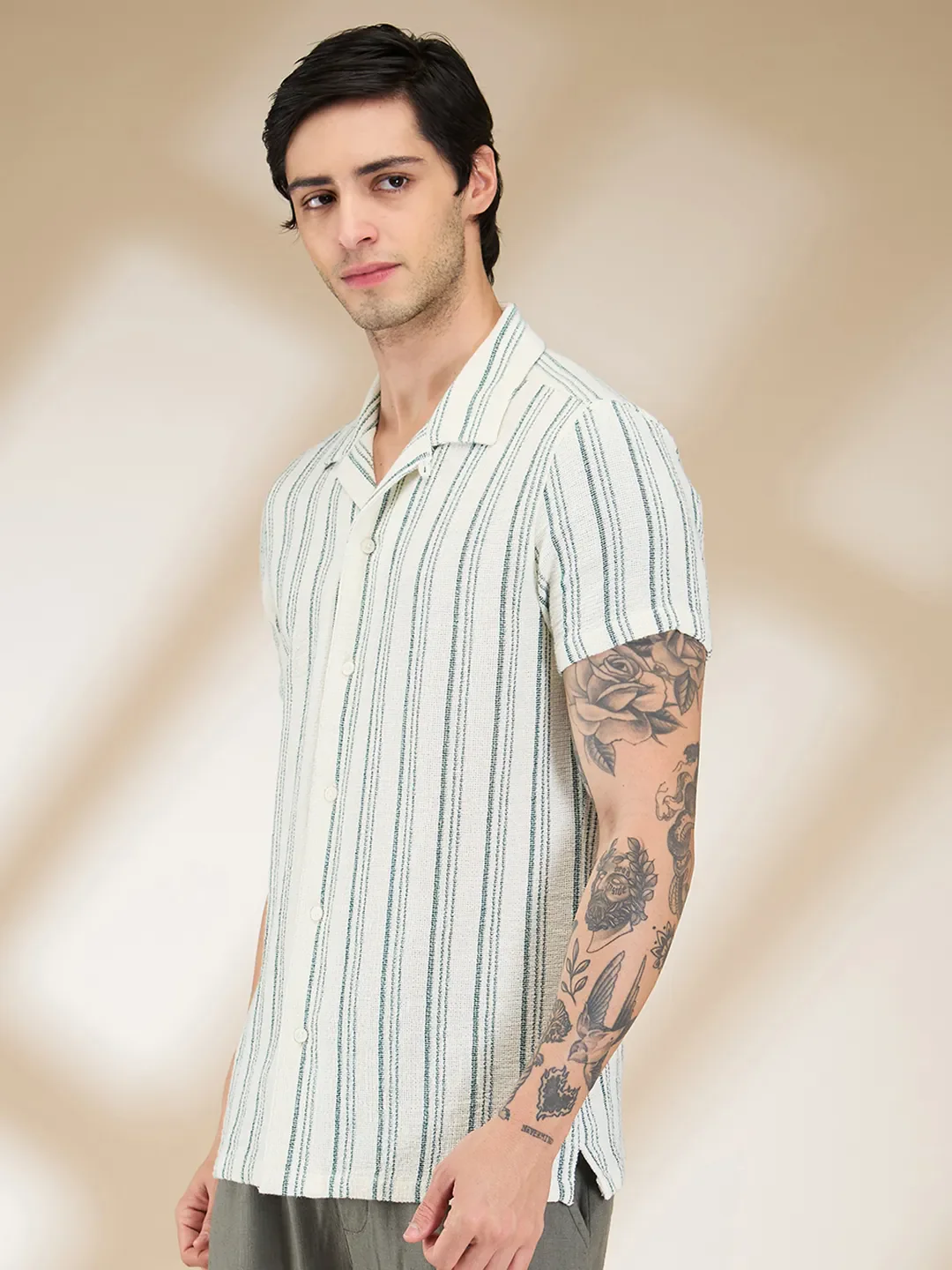 Olive Regular Fit Regular Collar Men's Shirt by Being Human Clothing - Image 4