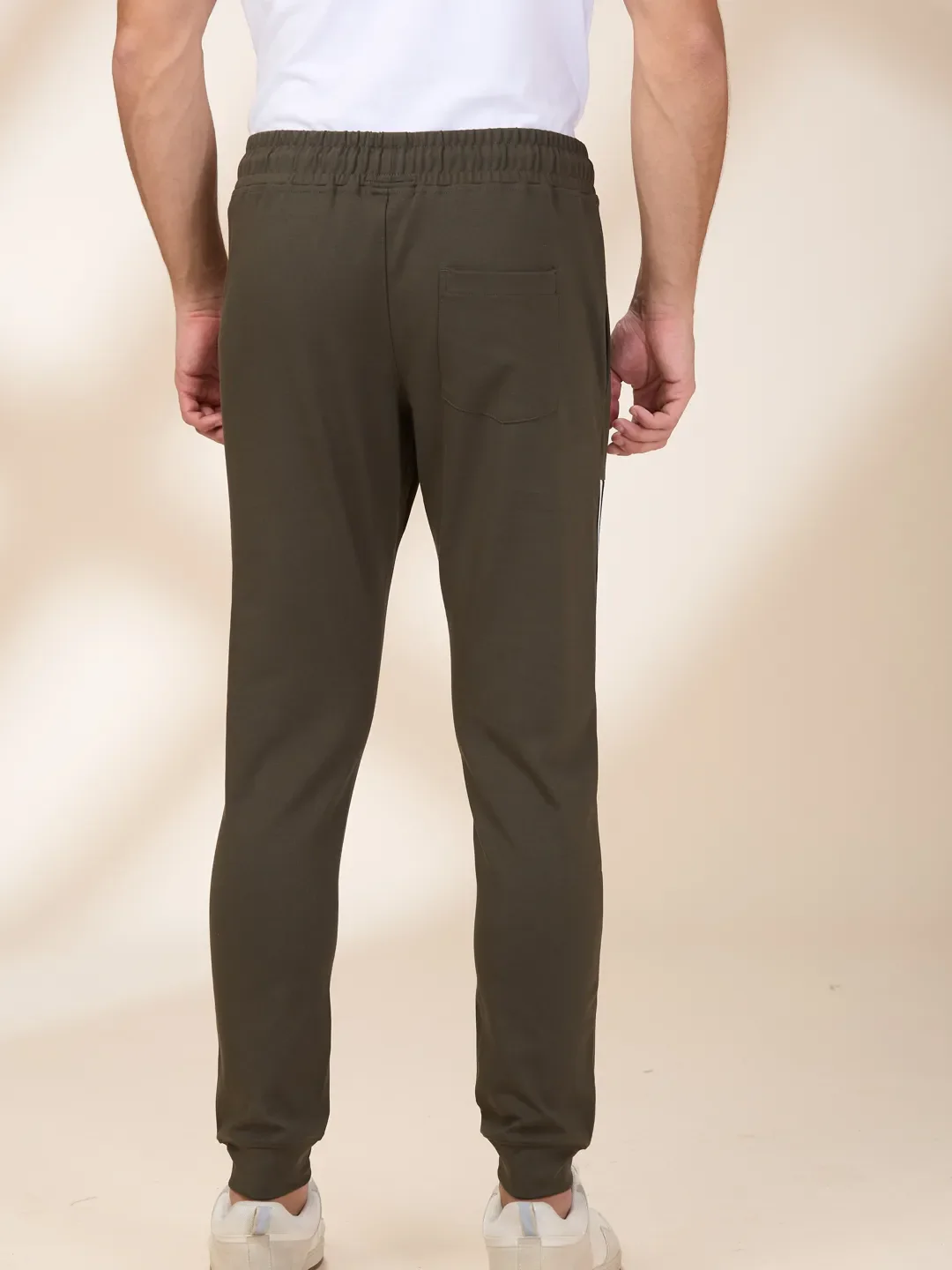Olive Regular Fit Track Pants For Men By Being Human Clothing - Image 3