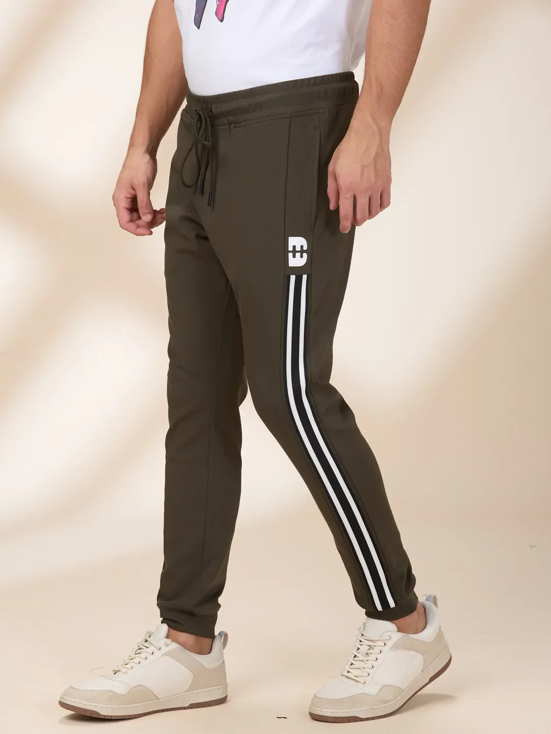 Olive Regular Fit Track Pants For Men By Being Human Clothing - Image 4