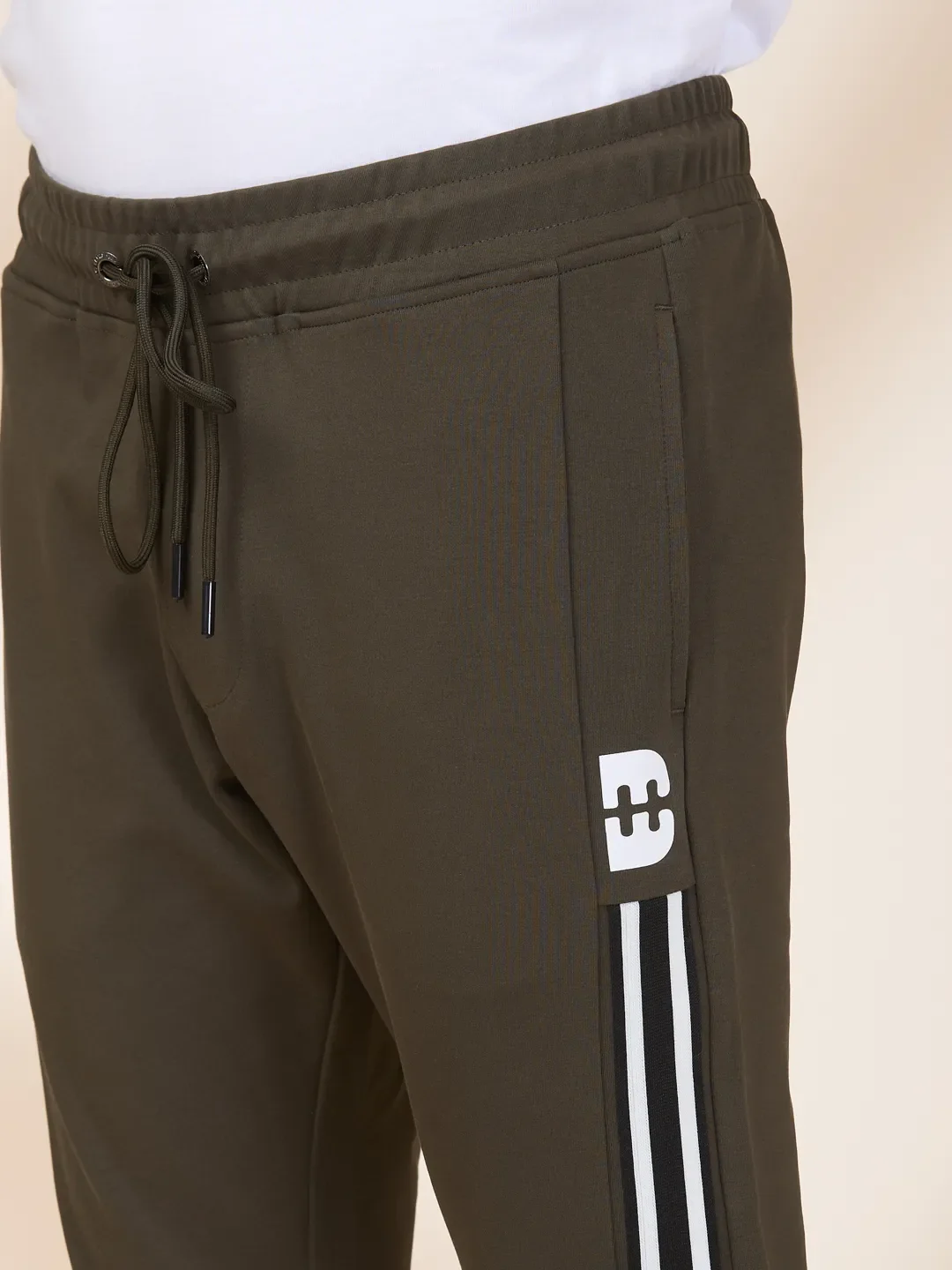 Olive Regular Fit Track Pants For Men By Being Human Clothing - Image 5