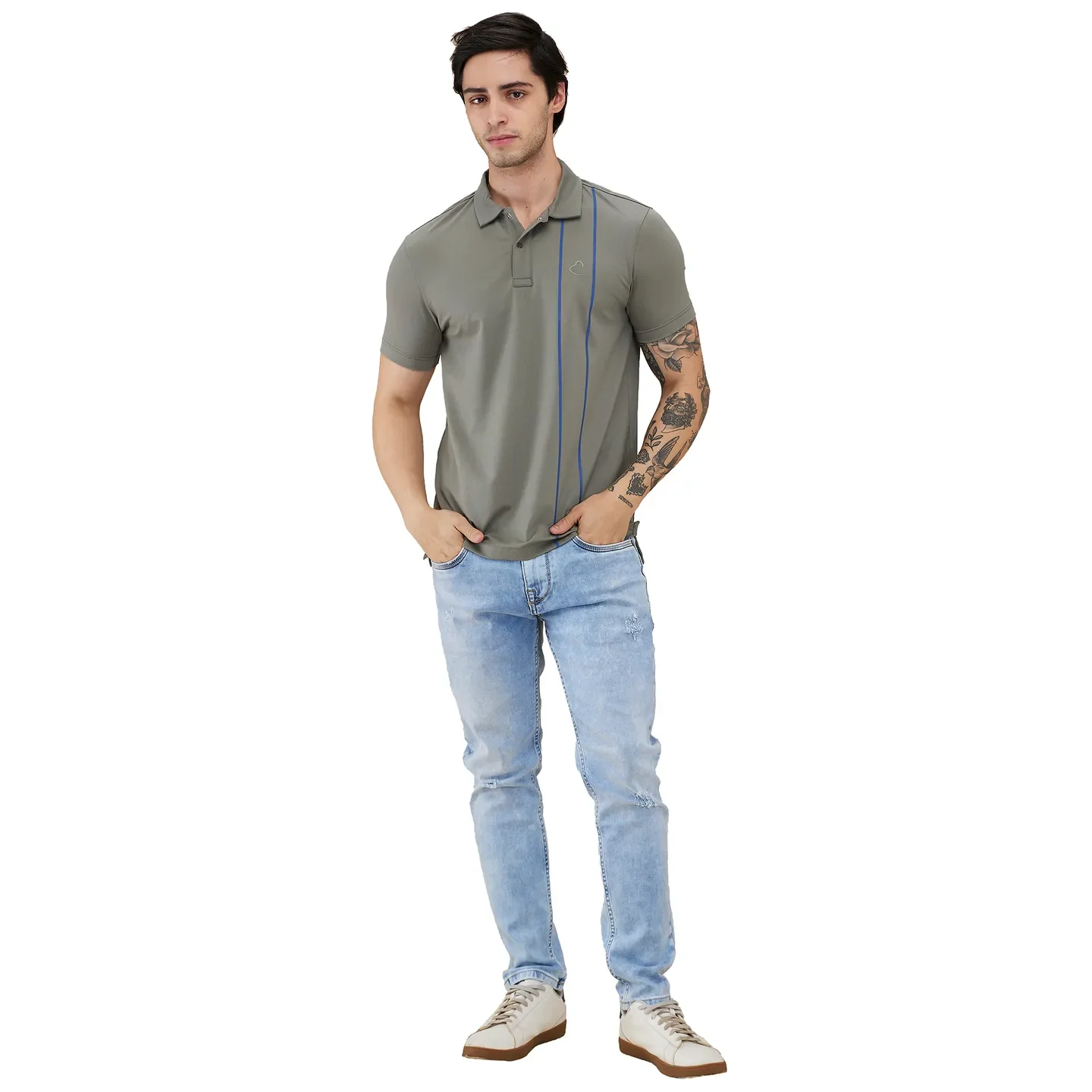 Olive Regular Fit Men's Polo T-shirt by Being Human Clothing - Image 2