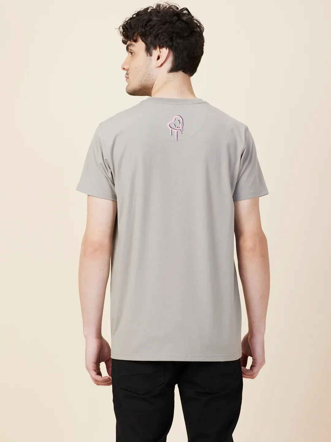 Grey Easy Fit Round Neck Men's T-Shirt by Being Human Clothing - Image 3