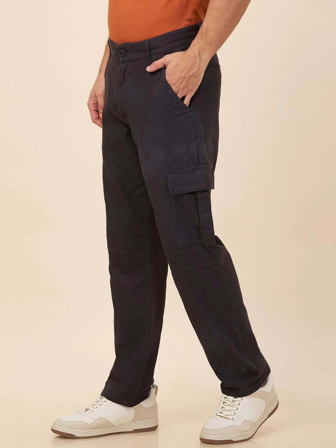 Charcoal Straight Fit Cargo For Men By Being Human Clothing - Image 2