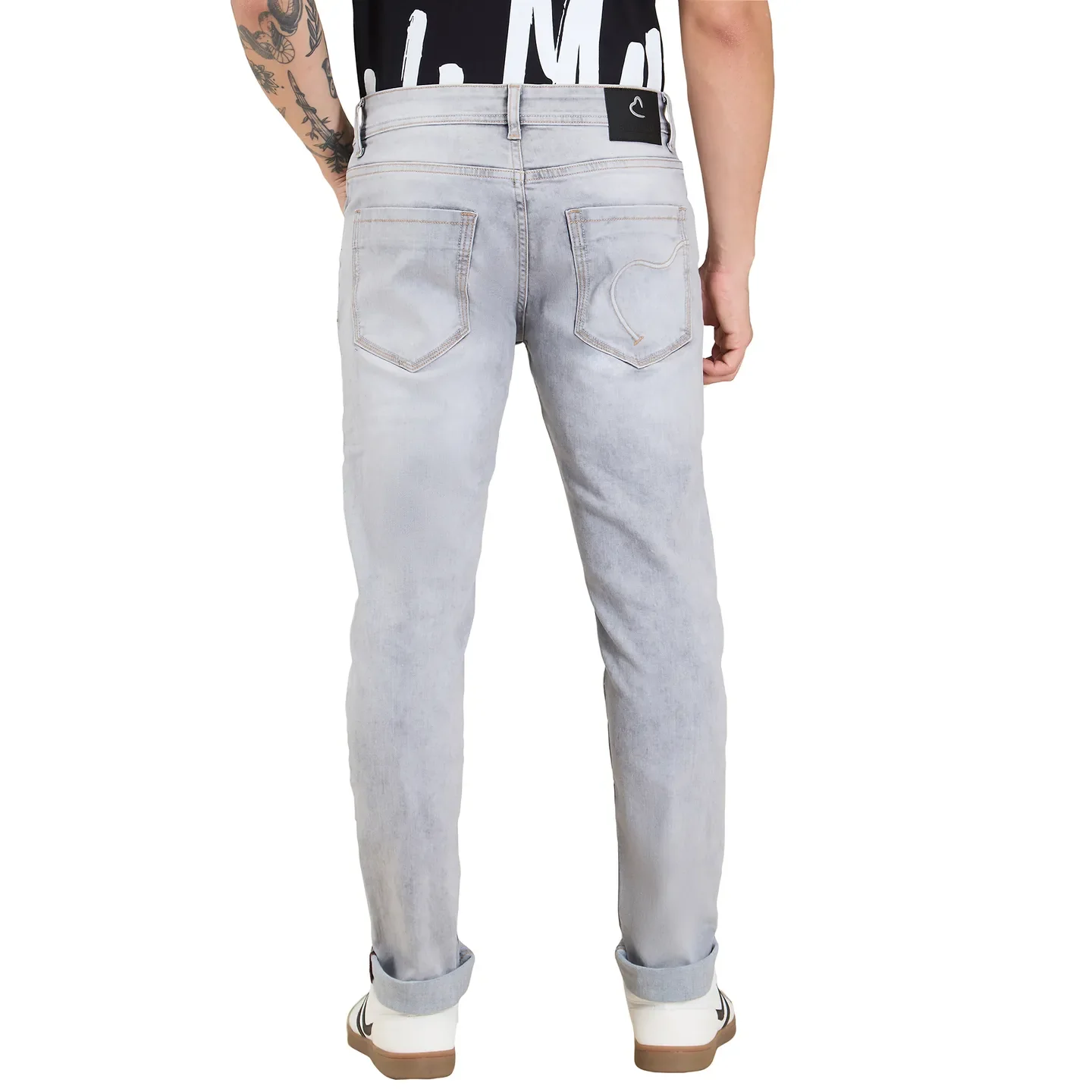 Grey Skinny Fit Denims For Men By Being Human Clothing - Image 3