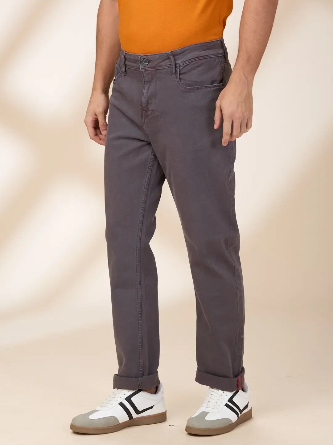 Grey Straight Fit Denims For Men By Being Human Clothing - Image 4