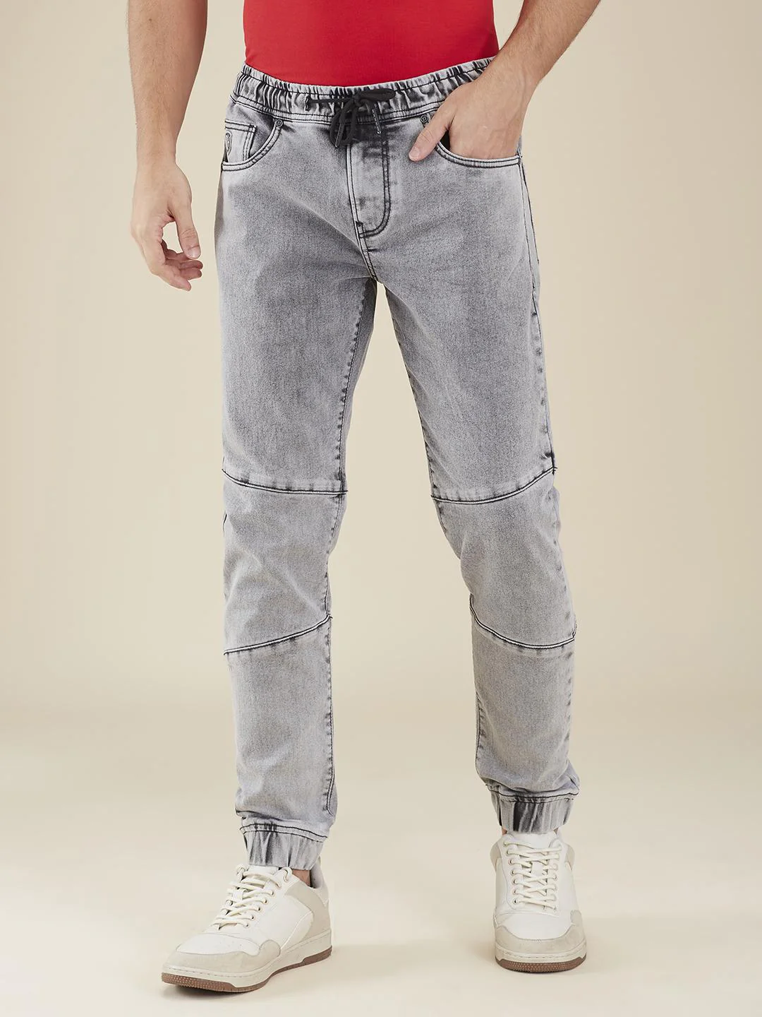 Grey Slim Fit Joggers For Men By Being Human Clothing