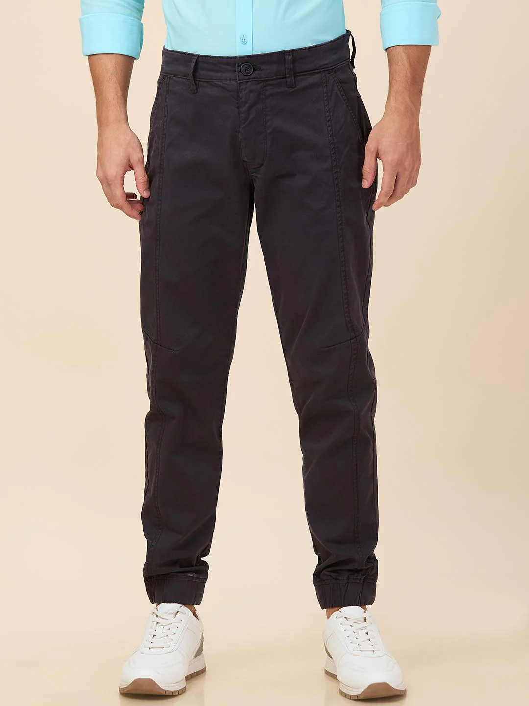 Charcoal Regular Fit Joggers For Men By Being Human Clothing