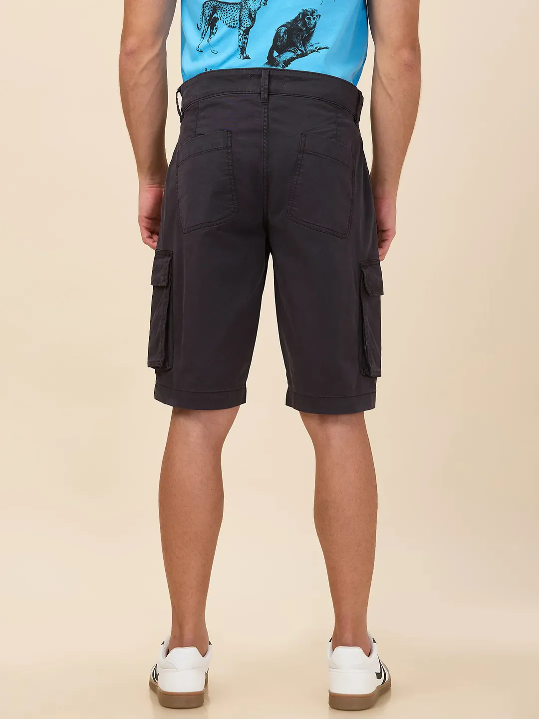 Charcoal Regular Fit Shorts For Men By Being Human Clothing - Image 3
