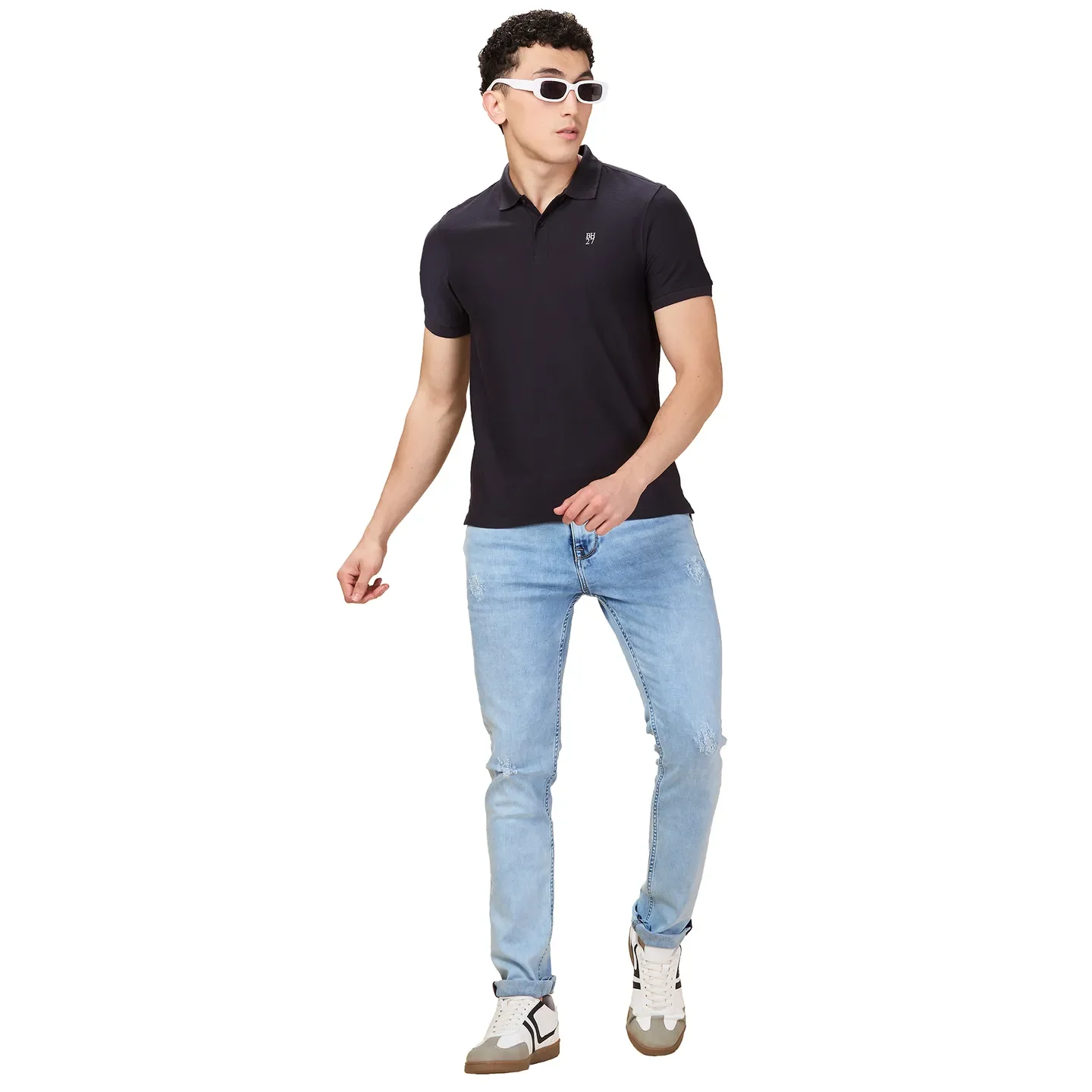 Grey Regular Fit Men's Polo T-Shirt by Being Human Clothing - Image 6