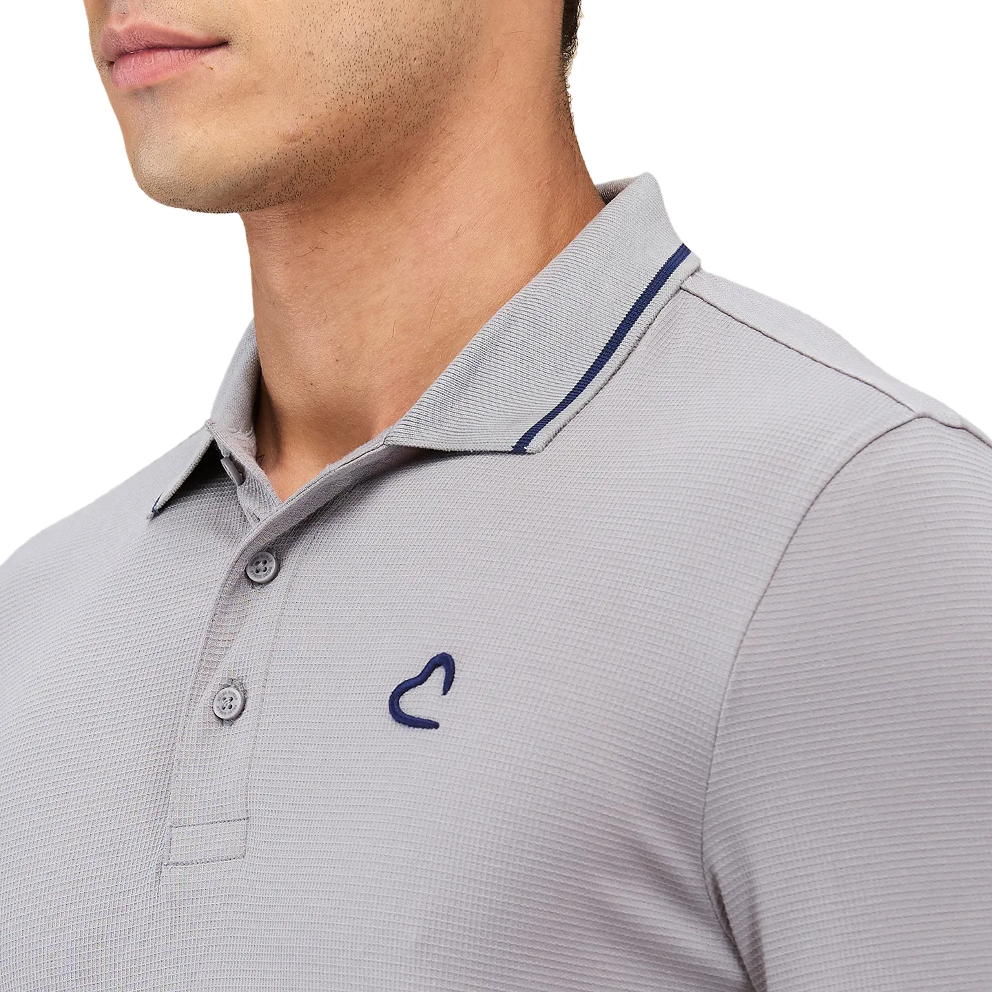 Grey Regular Fit Men's Polo T-shirt by Being Human Clothing - Image 5