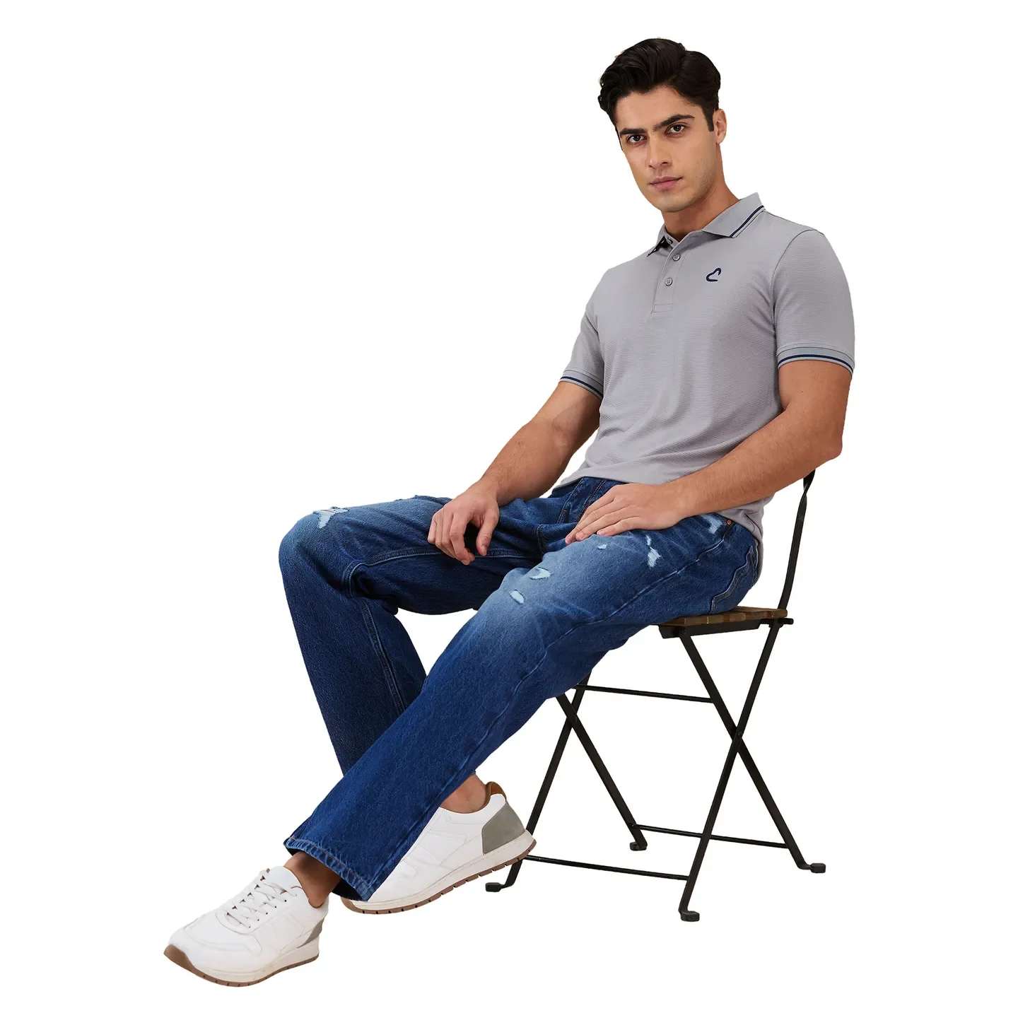 Grey Regular Fit Men's Polo T-shirt by Being Human Clothing - Image 6