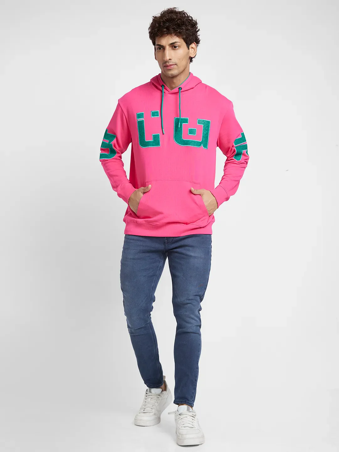 Pink Regular Fit Men's Hoodie by Being Human Clothing - Image 4